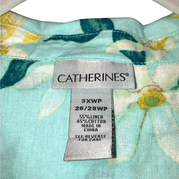 Catherines Petite Plus size Lemon Print Linen-Cotton Shirt size 26/28 WP - Picture 2 of 11